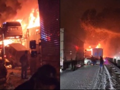 Potężny karambol w Japonii. Auta stanęły w ogniu, są ofiary