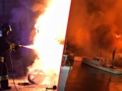 Pożar w Old Port w Portland. Zniszczone budynki i łodzie, dwóch strażaków rannych