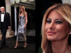 Melania Trump w srebrnej kreacji błyszczała na imprezie sylwestrowej. Ikona mody? (ZDJĘCIA)