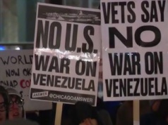 Antywojenny protest w centrum Chicago po ataku USA na Wenezuelę