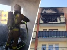 Mężczyzna uciekał przez balkon. W mieszkaniu doszło do pożaru