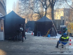 Ekipa filmowa w Nowej Hucie. Trwają zdjęcia do filmu