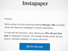Zmiana w serwisie Instapaper – od 19 lutego wysyłka na Kindle wymaga konta Premium. Jakie mamy opcje?