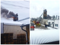 Pożar silosa z trocinami w Pawłowie