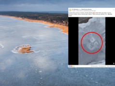 Niezwykły widok przy plaży w Krynicy Morskiej. Wrak statku skuty lodem