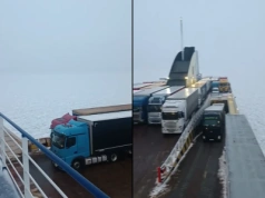 Prom utknął w lodzie na Bałtyku – wyjątkowa scena z powrotu ze Skandynawii