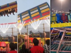 To nagranie trudno oglądać. Karuzela spada z ludźmi na oczach tłumu