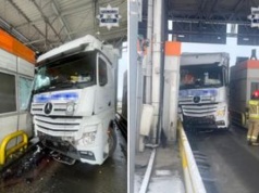 Ciężarówka wjechała w bramkę autostrady A4. Utrudnienia koło Gliwic