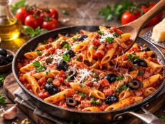 Ten makaron robi się sam, a smakuje jak w Rzymie. Penne alla puttanesca Jurka Sobieniaka w wersji "wow"