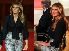 Melania Trump zaskoczyła w srebrnych spodniach na oficjalnej kolacji. Ekspert ma jasne zdanie