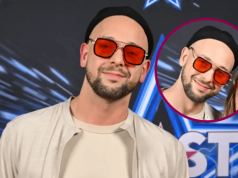 Pela z "nową żoną" na ściance Disco Star. Ale się wystroił