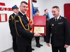 Pożegnanie ze służbą dowódcy Jednostki Ratowniczo-Gaśniczej nr 1 w Cieszynie