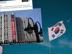Korea Południowa: MSZ skarciło ambasadę Rosji za wywieszenie baneru "zwycięstwo będzie nasze"