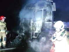 Pożar ciągnika na S5. Wszystkie pasy zablokowane