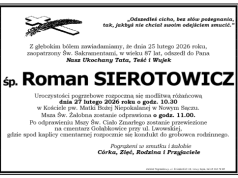 Zmarł Roman Sierotowicz. Pogrzeb w Nowym Sączu