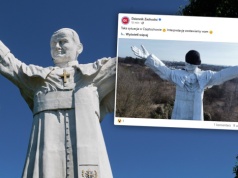 Niecodzienny widok w Częstochowie. Spojrzeli na pomnik Jana Pawła II i zamarli