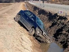Wypadek w gminie Sokoły. Nietrzeźwy kierowca wypadł z drogi