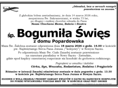 Nie żyje Bogumiła Święs. Sądeczanka miała 73 lata