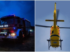 Po pożarze garażu musiało interweniować Lotnicze Pogotowie Ratunkowe