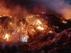 Pożar odpadów w Wnorach-Kużelach. Na miejscu pracowało pięć zastępów straży