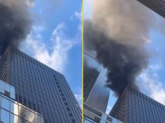 Pożar wieżowca w sercu Nowego Jorku. Tuż obok trasy parady