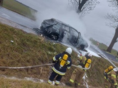 Pożar pojazdu elektrycznego na DW 116