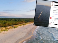 Z Bałtyku wystaje tajemniczy maszt. Dobrze widać go z plaży niedaleko Łeby