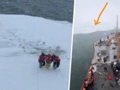 Utknął z dala od brzegu. Lodołamacz był jego ostatnią szansą