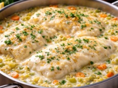 Jednogarnkowy dorsz z kaszą bulgur w sosie śmietanowym - szybki i sycący obiad w 35 minut