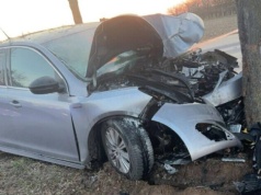 Uderzył w drzewo przy przystanku autobusowym