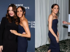 Meghan Markle zachwyciła w granatowej sukni. Wydało się, ile kosztowała jej kreacja