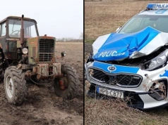 68-letni traktorzysta staranował ścigający go radiowóz policji
