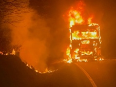 Podzamek - pożar ciężarówki na K46