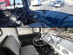 Zderzenie 61-letniej ciężarówki i nowej osobówki na prąd – kierowca wypadł z kabiny