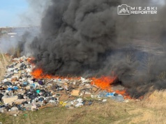Pożar nieużytków i dzikiego wysypiska na granicy Warszawy. Strażacy walczyli z ogniem przez kilka godzin