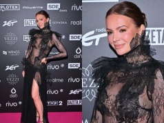 Odważna Anna Wendzikowska na Jupiterach Roku. Zdobienie na szyi robi wrażenie