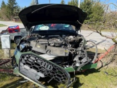 W Srebrzyszczu Volkswagen zderzył się z Audi. Auta staranowały też pobliskie ogrodzenia