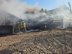 Pożar budynków w Wołuszewie. W akcji kilkanaście zastępów