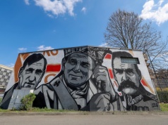 Nowy mural przy stadionie Cracovii. Hołd dla legend „Pasów” i historii Polski