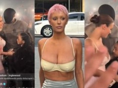 Wydekoltowana Bianca Censori tuli się z dziećmi do zamaskowanego Kanye Westa. Taka macocha to skarb? (WIDEO)