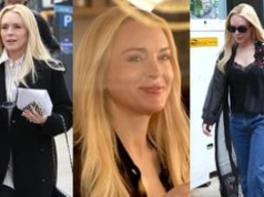 Lindsay Lohan i jej ULTRAGŁADKIE LICO meldują się na planie serialu (ZDJĘCIA)
