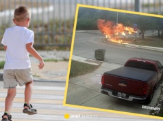 Motocykl stanął w płomieniach tuż obok przechodzących dzieci. Nagranie z USA trafiło do sieci