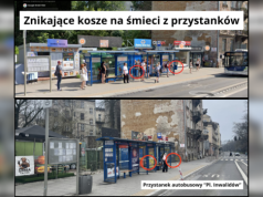 Znikające kosze na przystankach w Krakowie. „Zabrano stare, nowych często nie ma”