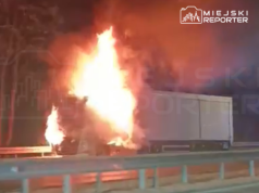 Pożar ciężarówki na Wisłostradzie. Przejazd w kierunku centrum został zablokowany