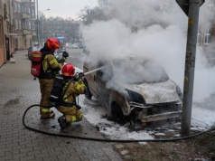 Pożar auta przy ul. Barbary w Katowicach
