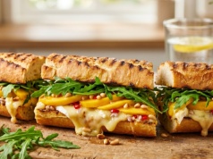 Kulinarna gra kontrastów. Grillowana bagietka z serem brie i mango