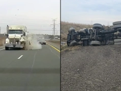 Wystrzał opony nagrany z niewielkiej odległości – solówka przecięła cztery pasy ruchu