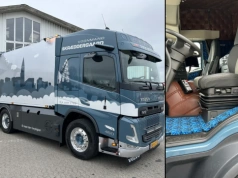 Śmieciarka z kabiną sypialną, pikowaną skórą, pluszem i bogatym wyposażeniem