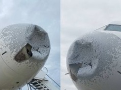 Awaryjne lądowanie w Katowicach. Samolot uszkodzony w gradzie