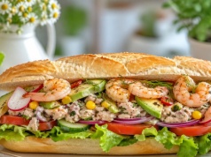 Kanapka premium według Mateusza Gesslera. Znajdziesz tu tuńczyka i krewetki